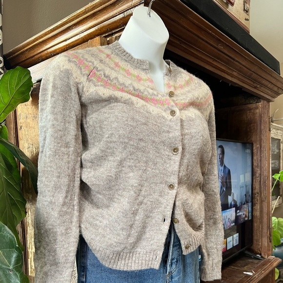 INES DE LA FRESSANGE Paris Wool Blend Button Up Cardigan Women’s Large Neutral - Picture 4 of 10